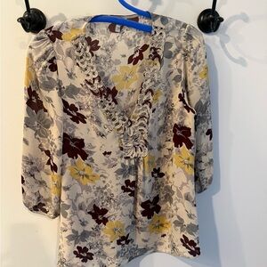 Joie Multicolor Floral V-Neck Blouse